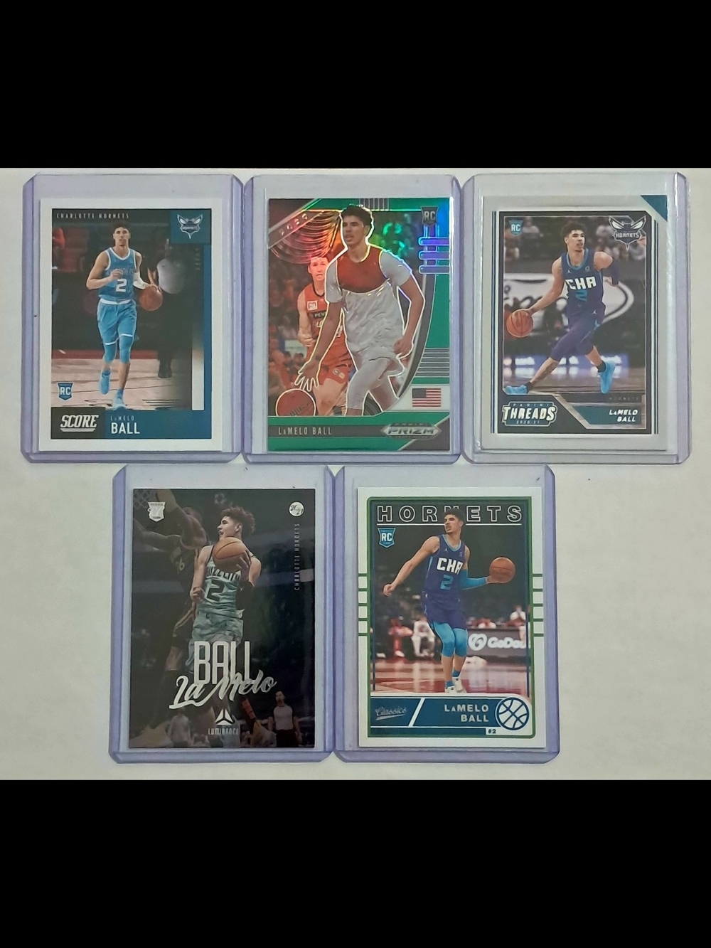 Lamelo Ball 2020-21 Panini Rookie NBA Basketball Card Lot of 5